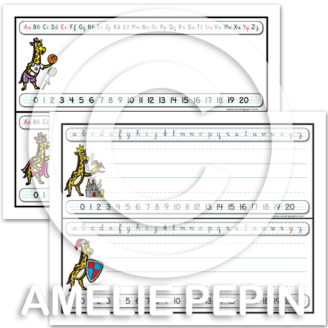 Identification labels for desks CURSIVE, giraffe